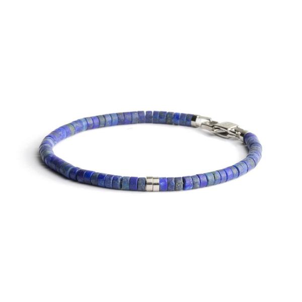 2 mm Armband mit matten Lapislazuli-Steinen und Titanelement - Sphera Mat Blue